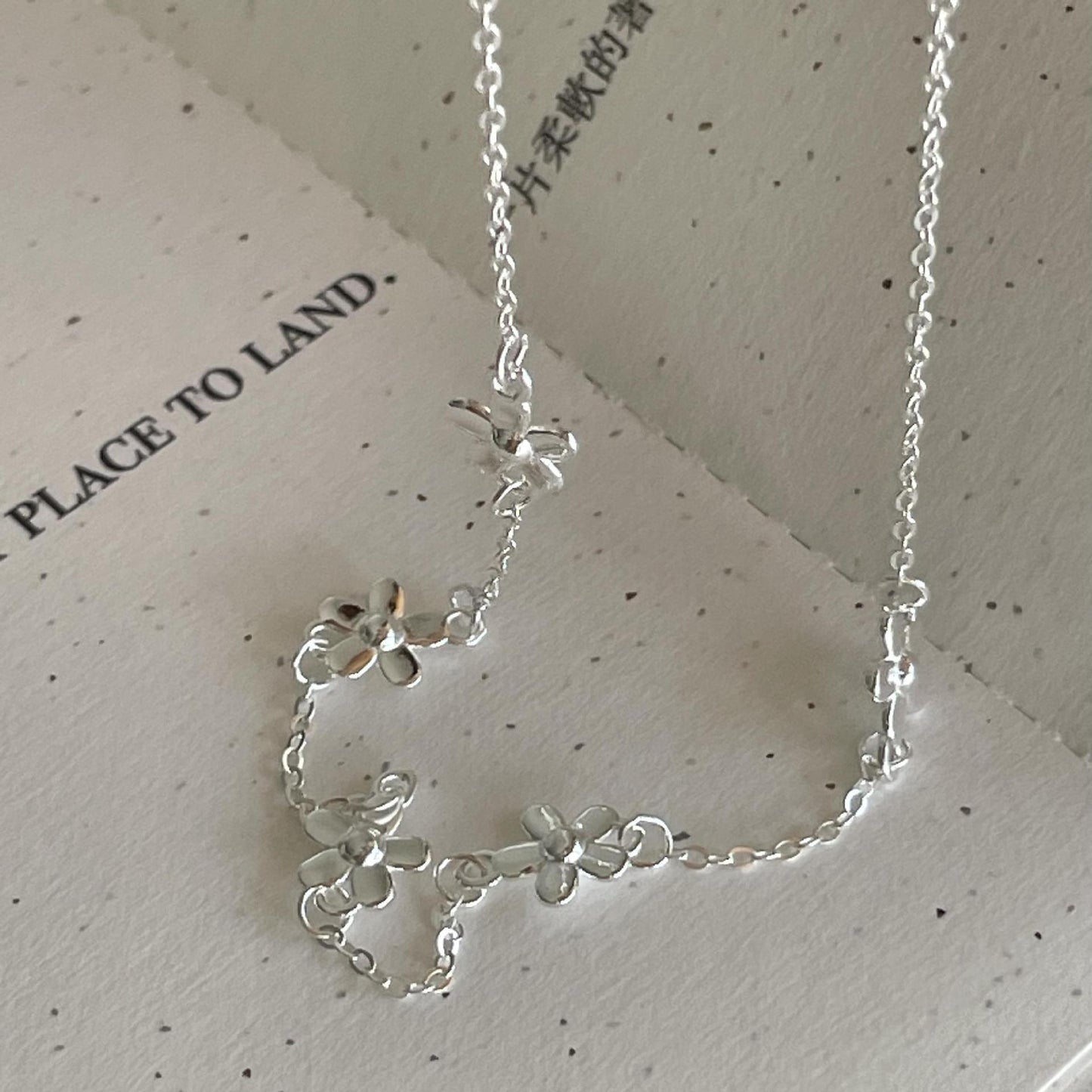 Minimalist Sweet 925 Sterling Silver Floral Geometric Necklace