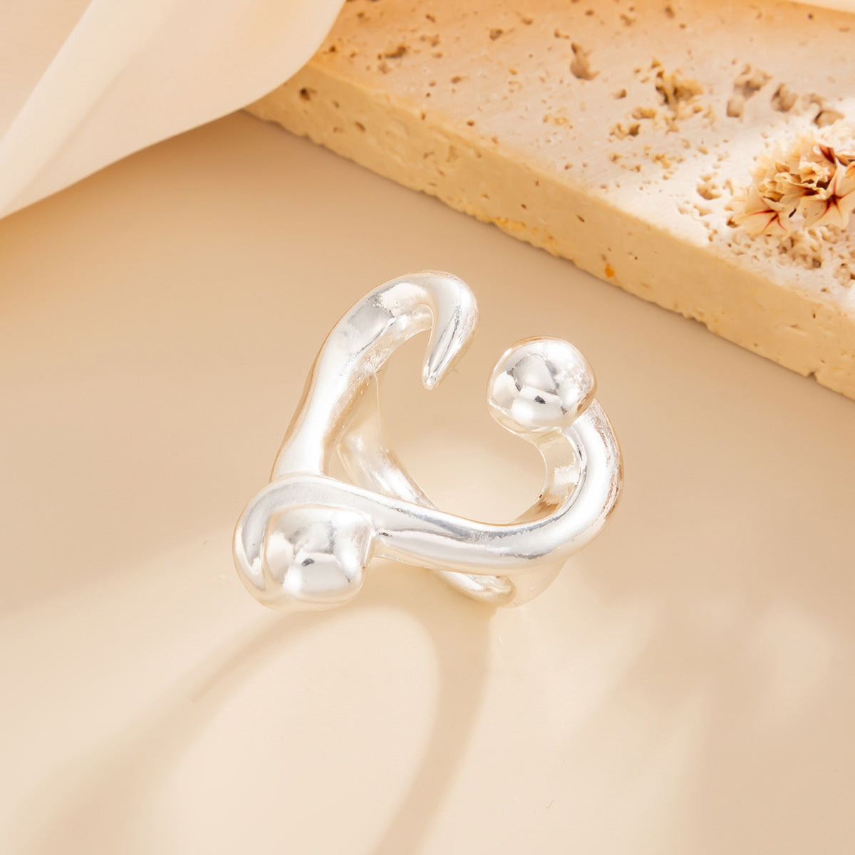 Fashionable Plated Alloy Star and Heart Open Ring Set for Women