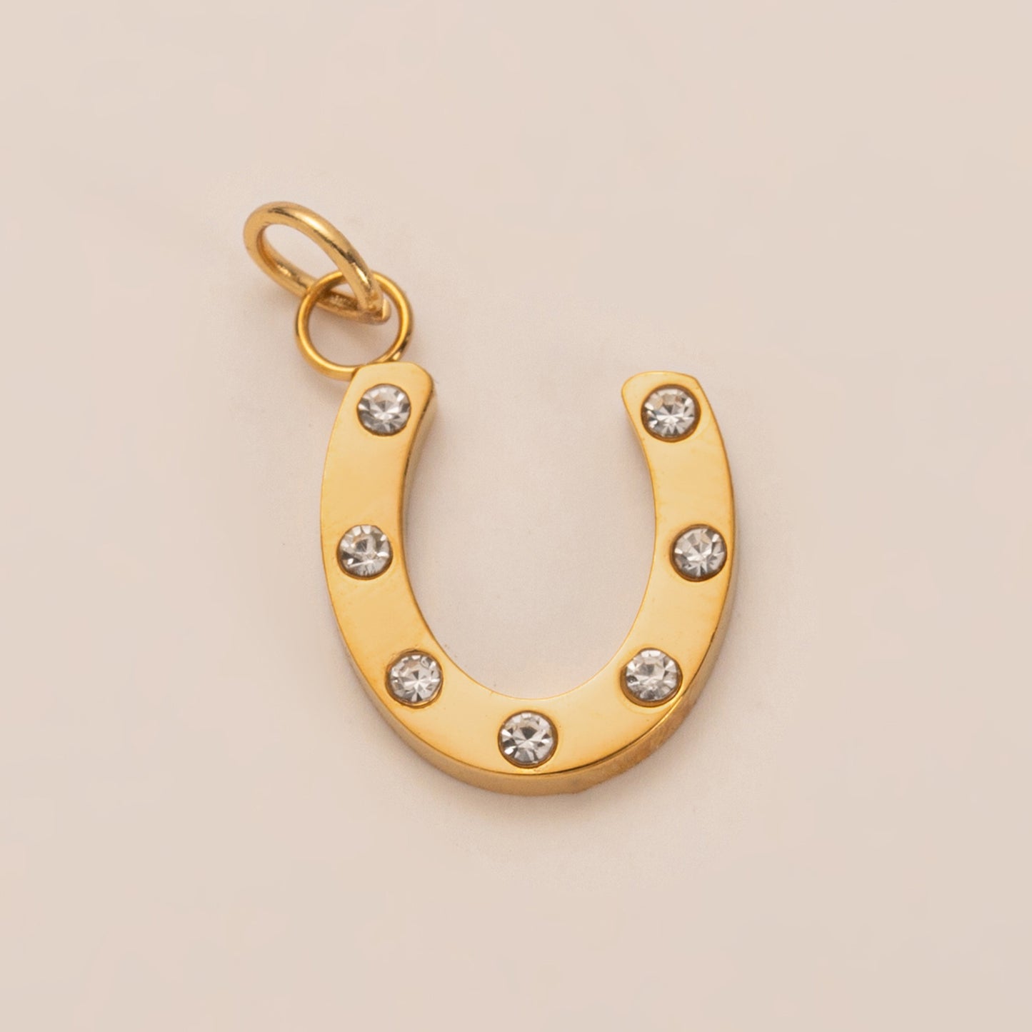 Vintage 18K Gold Plated Stainless Steel Boot Horseshoe Charm Bar