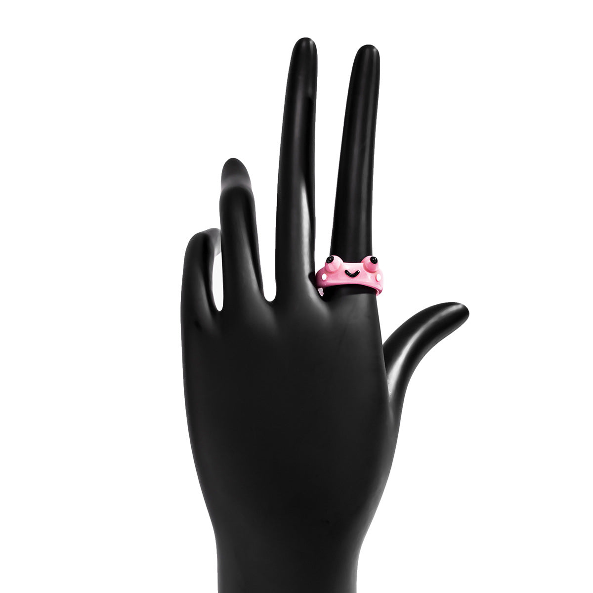 Minimalist Sweet Animal Frog Floral Resin Ring for Women