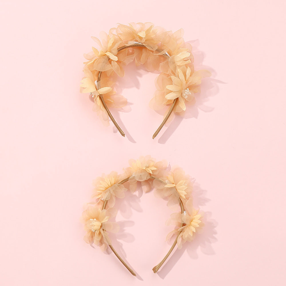 Sweet Princess-Style 3D Floral Headband for Girls Made of Fabric with Handcrafted Detailing