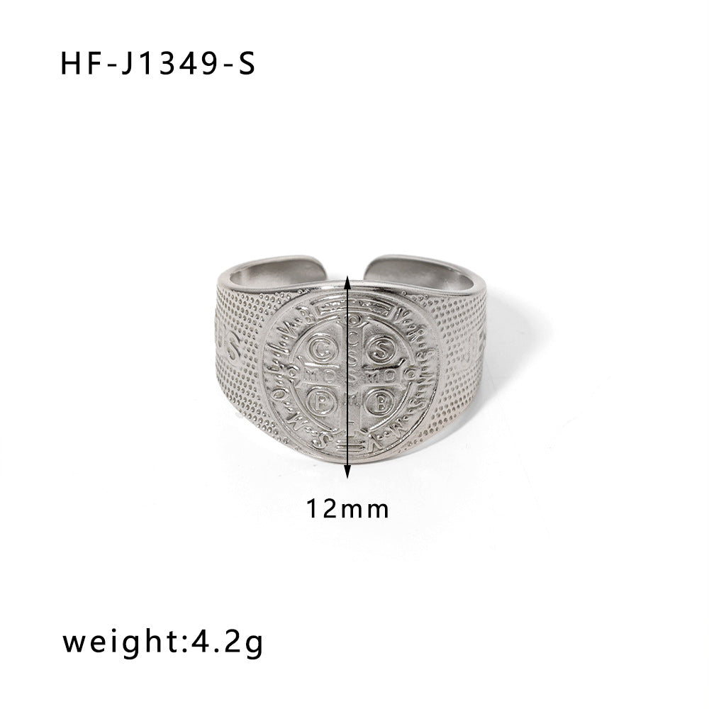 Anello da donna in acciaio inossidabile geometrico a forma di cuore, minimalista, con finitura placcata e design ispirato a una catena