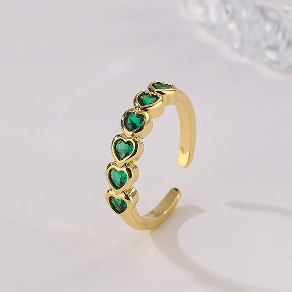 Geometric Open Ring for Women in Copper with 18K Gold Plating and Zircon Inlay