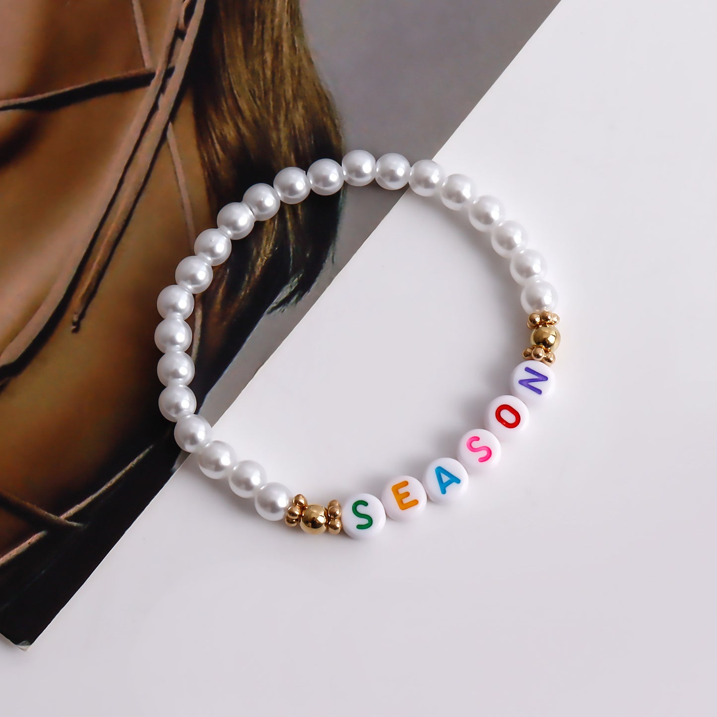 Geometric Style Pearl-Embellished Plated Bracelet Set for Women