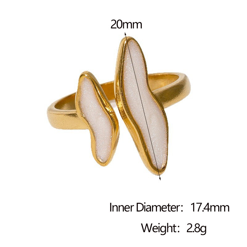 Anello Aperto Regolabile Geometrico Minimalista in Acciaio Inossidabile Placcato Oro 18K da Donna