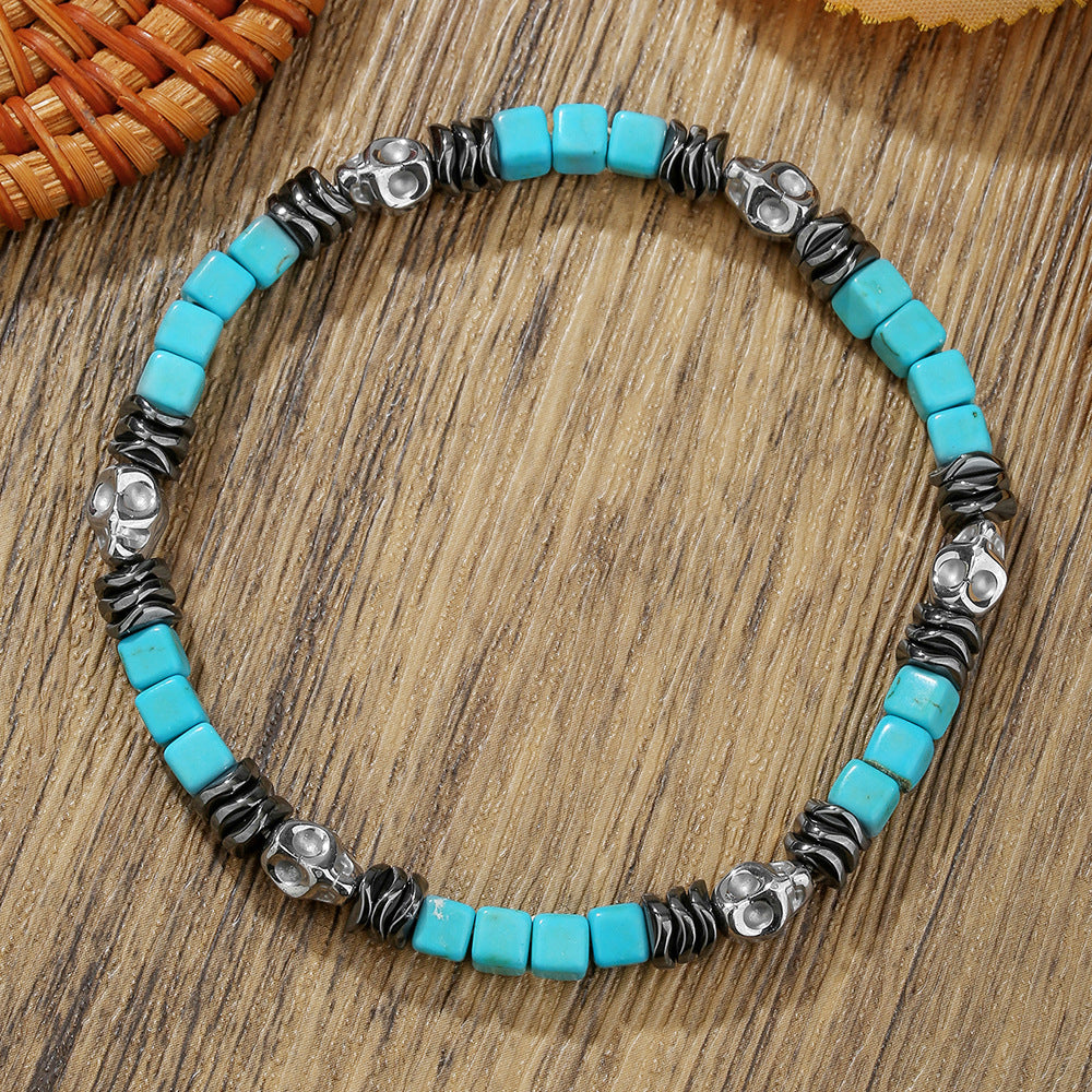 Geometric Rectangle Gemstone Beaded Bracelet for Men and Women