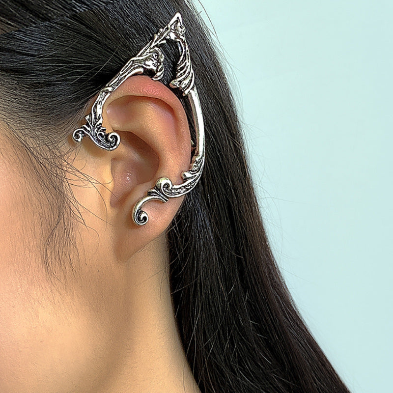 Pendientes con Clip para Mujer Inspirados en Halloween de Época, con Contorno Geométrico, Base de Aleación de Zinc y Acabado Galvanizado