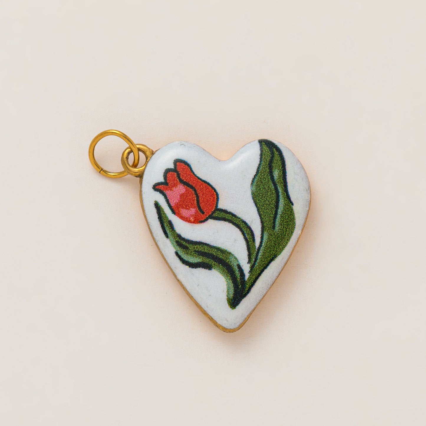 Vintage 18K Gold Plated Stainless Steel Floral Heart Drip Oil Charm Bar