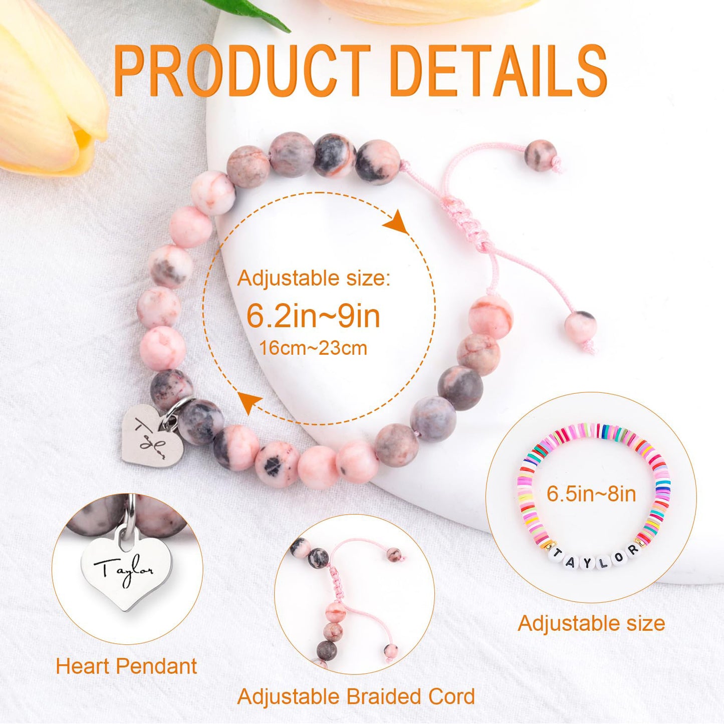 Casual Letter Resin Agate Bracelet Set Leopard Print Unisex Handmade