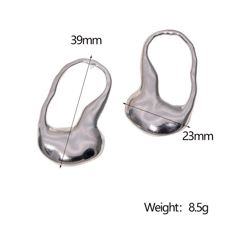 Orecchini Geometrici Minimalisti da Donna in Acciaio Inossidabile con Finitura Galvanica, Design Asimmetrico, Ipoallergenici e Resistenti all'Ossidazione