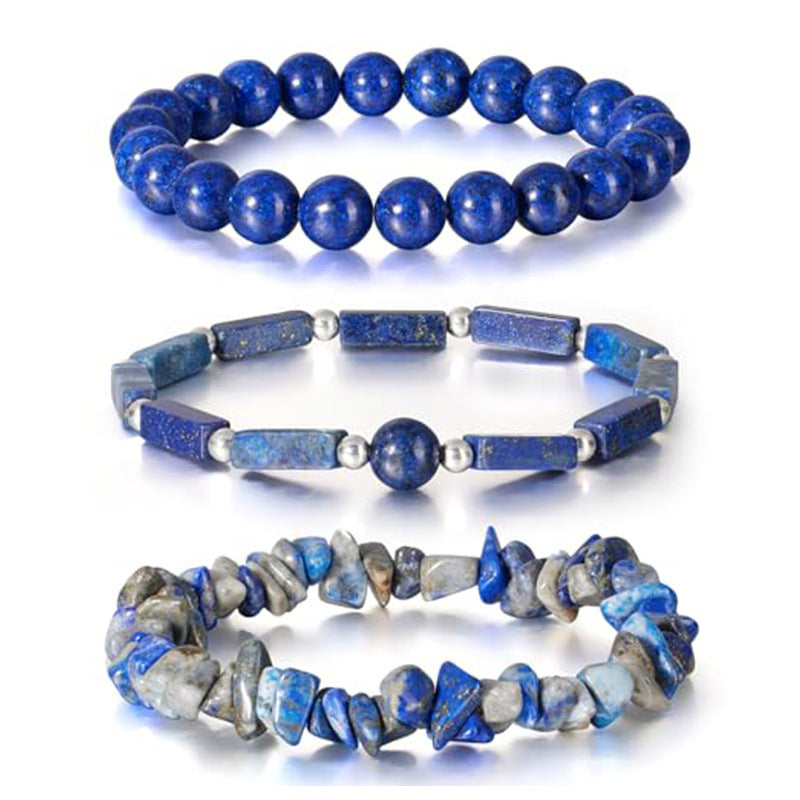 Natural Turquoise Tiger Eye Agate Geometric Round Beaded Stretch Bracelet Set for Men and Women