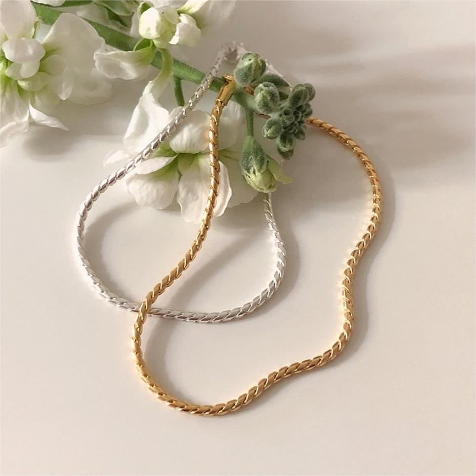 Bracciale a catena snake geometrico minimalista in argento sterling 925