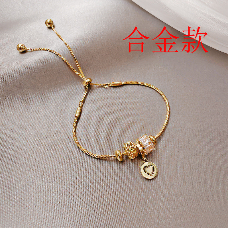 Luxury Elegant Geometric Alloy Plated Bracelet with Cubic Zirconia for Women