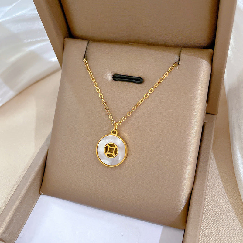 Geometric Minimalist Titanium Steel Plated Necklace with Stainless Steel 304 Pendant for Unisex