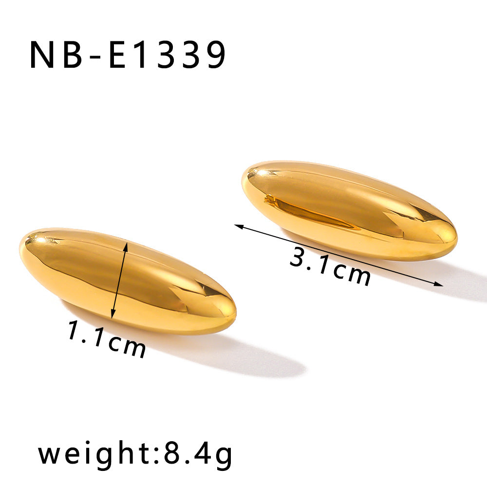 Minimalist Geometric Stainless Steel Drip-Shaped Earrings for Women with 18K Vacuum Plating Finish