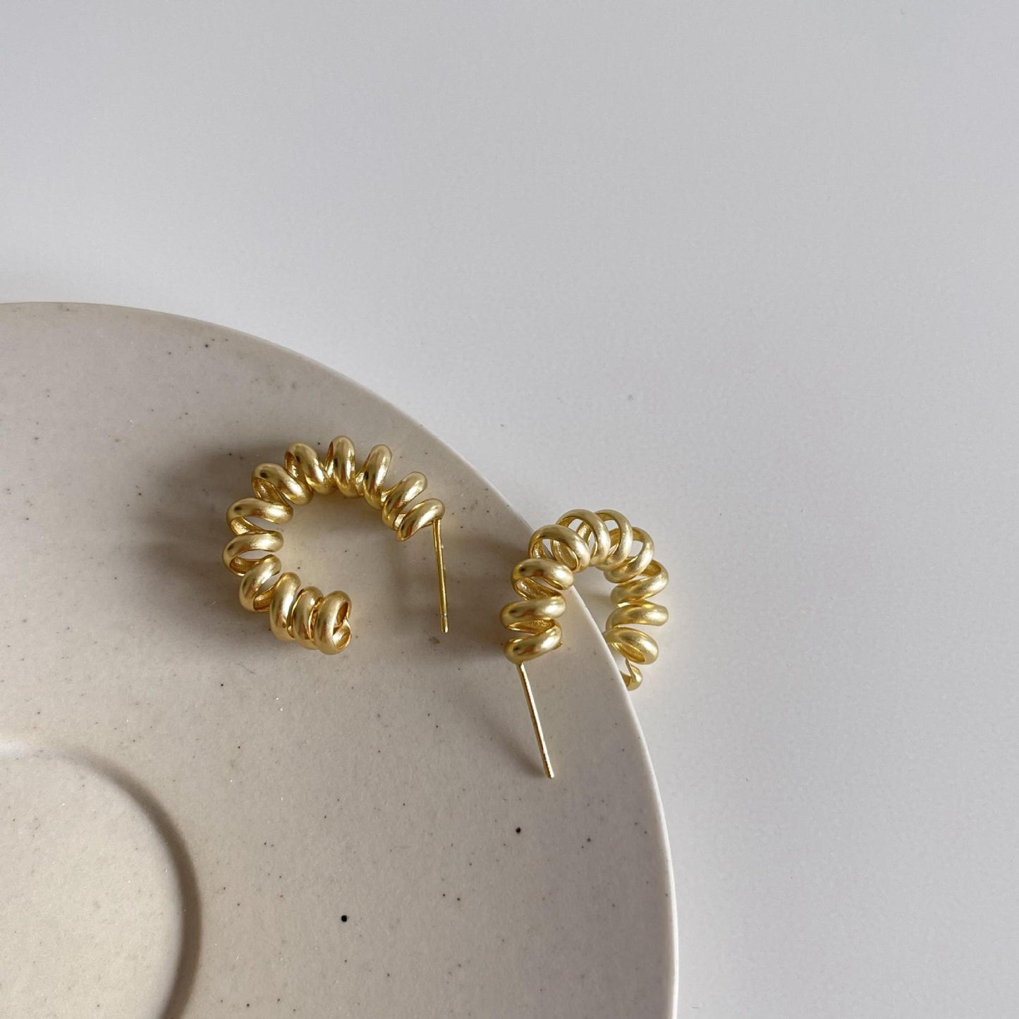 Minimalist Spring-Style Earrings in 925 Sterling Silver with Micro-Pave Setting