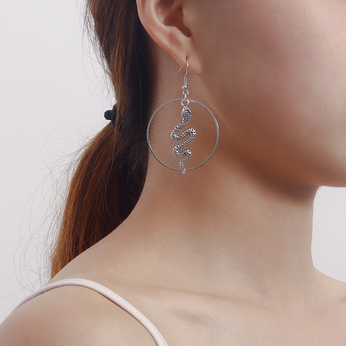 Dark Glamorous Snake-Shaped Alloy Ear Studs with Plated Finish for Women