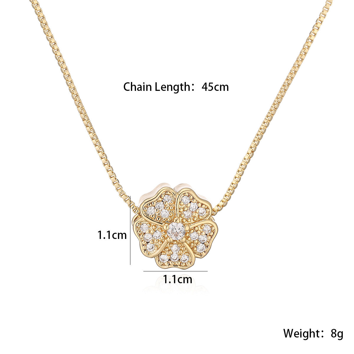 Minimalist Elegant 18K Gold Plated Brass Flower Butterfly Cubic Zirconia Inlay Pendant Necklace for Women