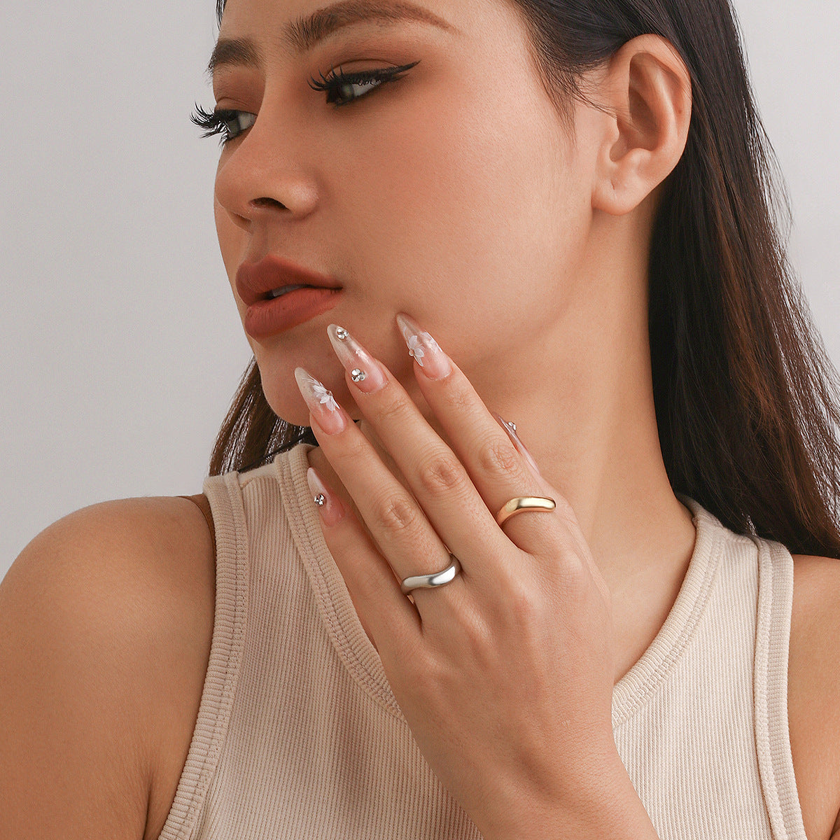 Minimalist Round Geometric Alloy Plated Ring for Women