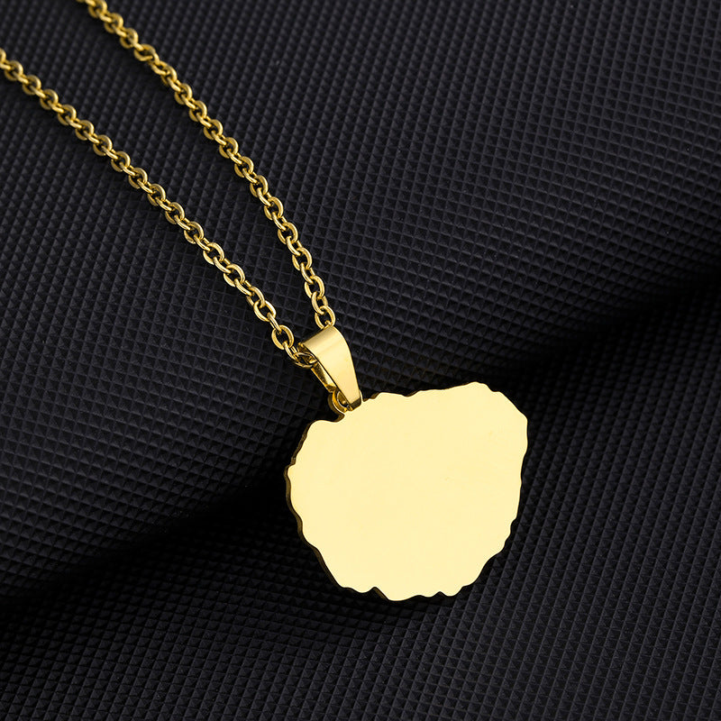 Collar con colgante geométrico de acero inoxidable con dije de acero de titanio y acabado galvanizado para uso unisex