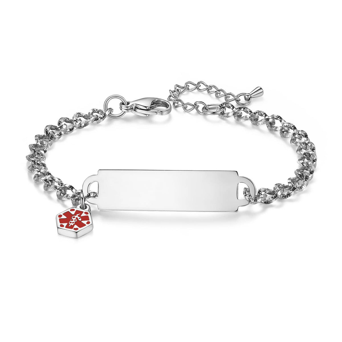 Minimalist Geometric Stainless Steel Plated ID Bracelet Charm Bar for Unisex