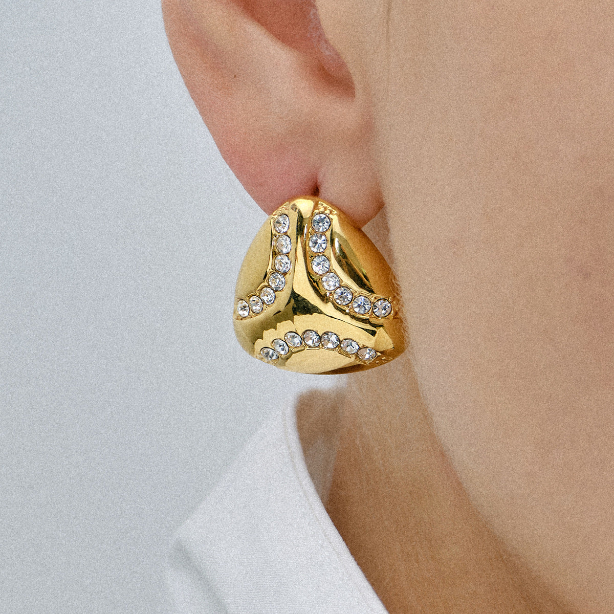 Elegant 18K Gold Plated Heart Stainless Steel Earrings