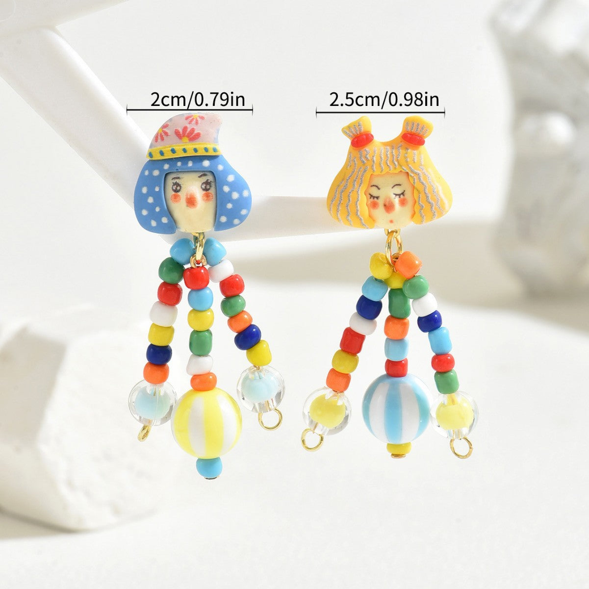 Orecchini da donna in acrilico e resina con clown stile Light Luxury, perni in acciaio inossidabile placcato ecologico