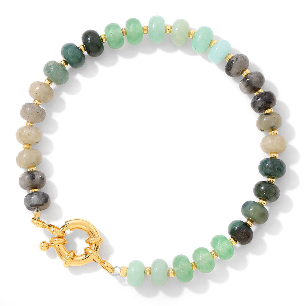 Sweet Elegant Geometric Gemstone Beaded Bracelet for Women with OT Clasp