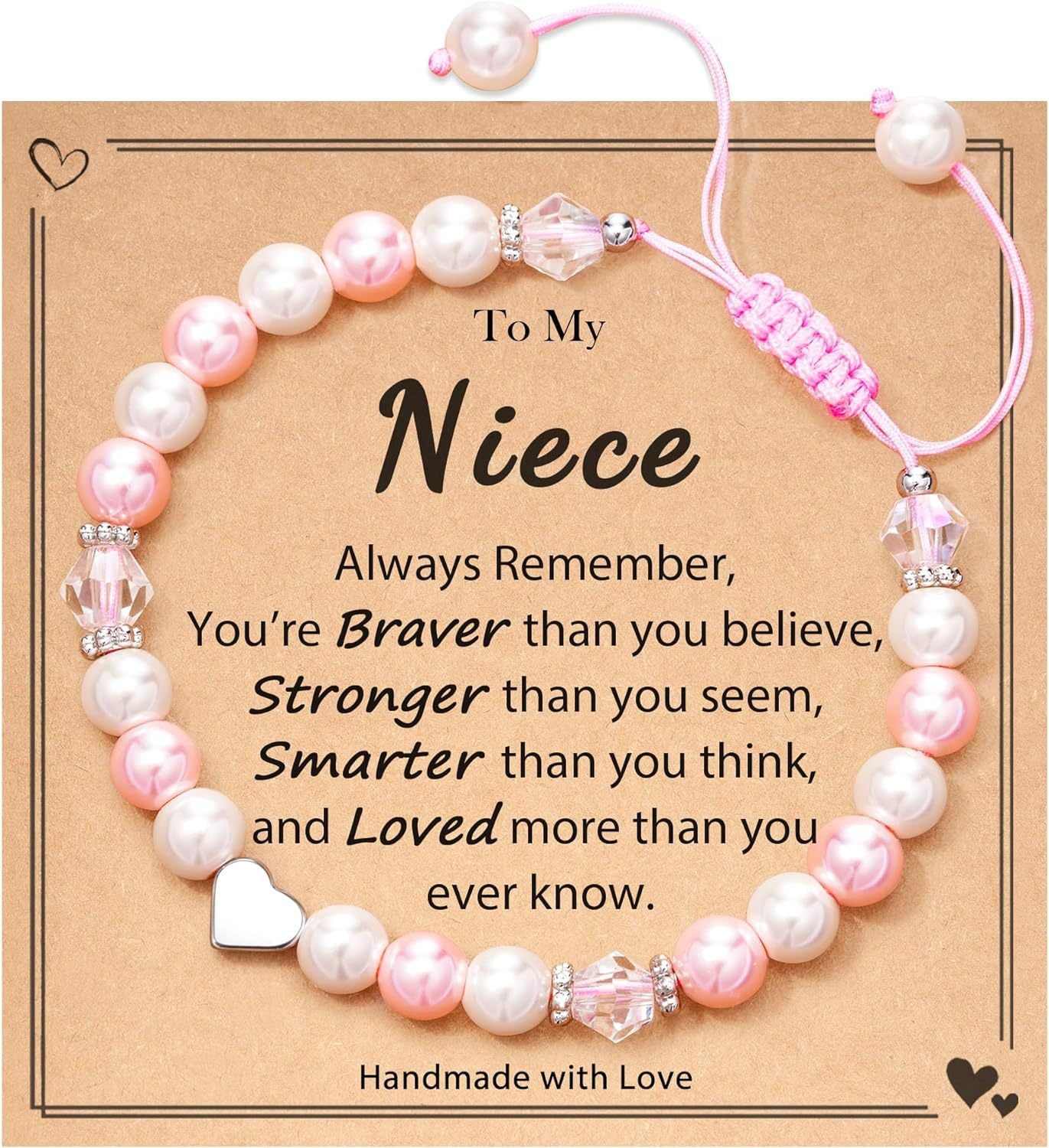 Sweet Heart Imitation Pearl Crystal Woven Bracelet for Women