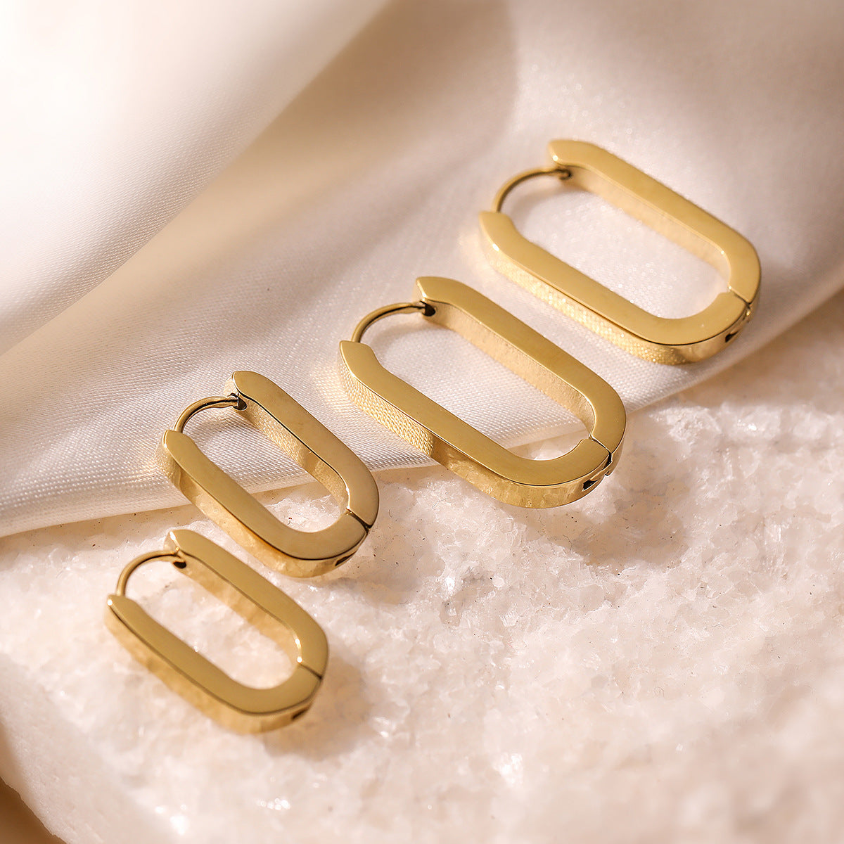 Minimalist 18K Gold Plated Stainless Steel Geometric U-Shaped Earrings for Women