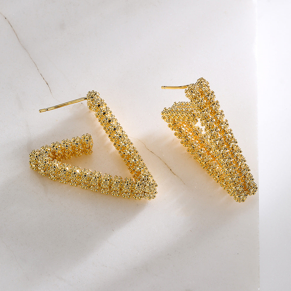 Orecchini irregolari geometrici in rame placcati oro 18K da donna, gioielli per orecchie alla moda e minimalisti