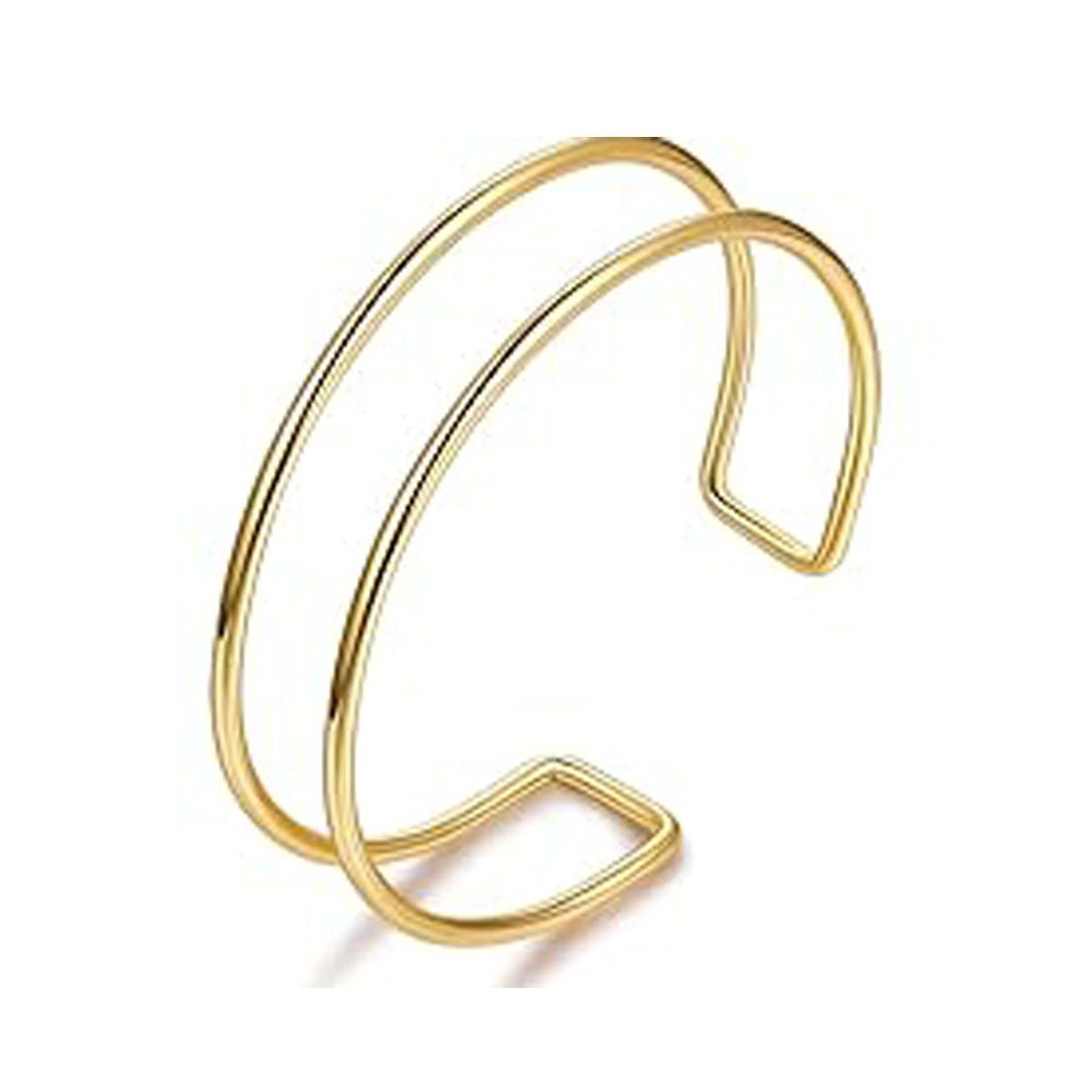 Minimalist Geometric Plated Iron Cuff Bracelet Adjustable Open Arm Ring for Women