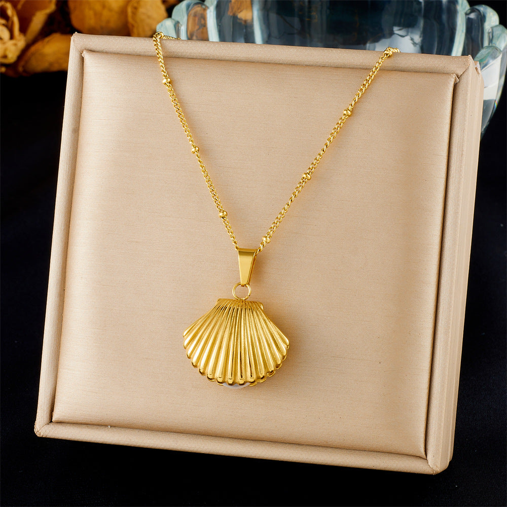 Chic Gold Plated Drip Oil Stainless Steel Starfish Butterfly Necklace
