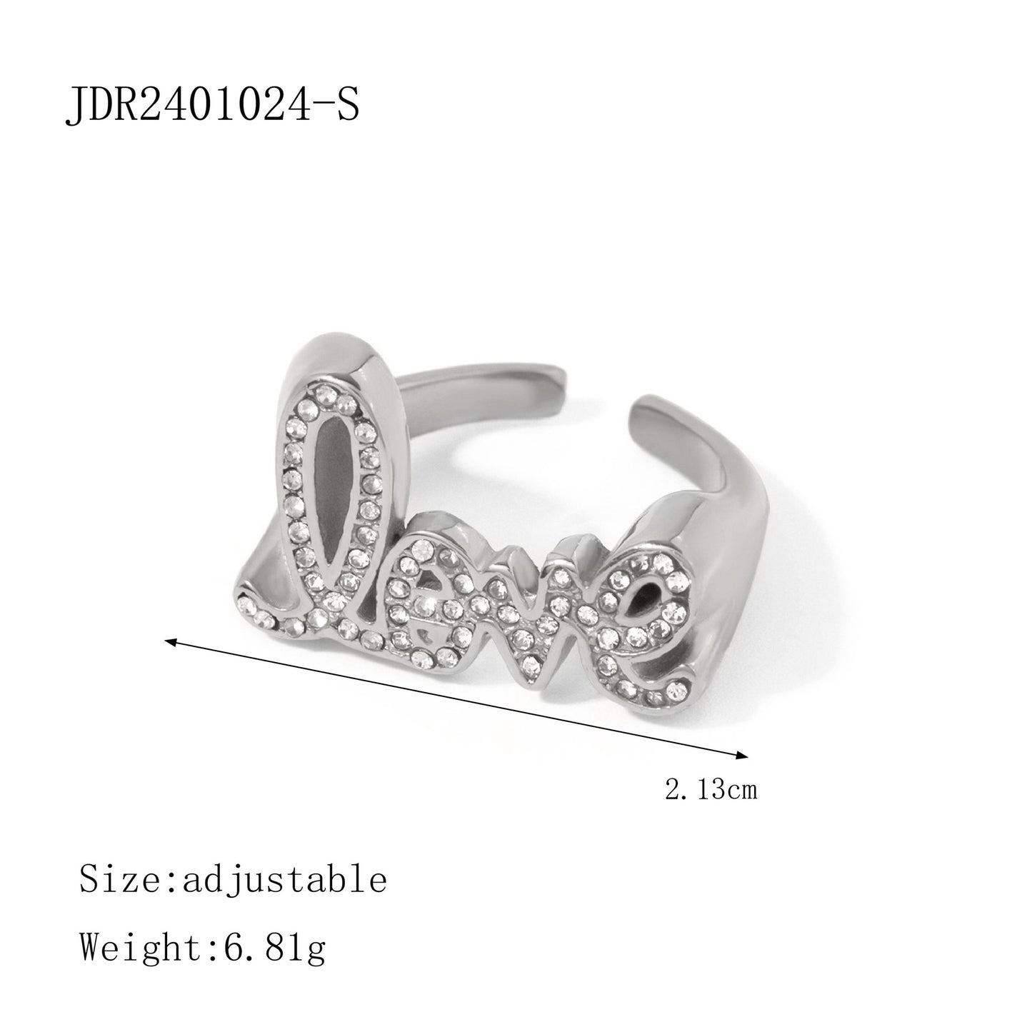 Luxury Geometric Letter Stainless Steel Ring PVD Gold Plated for Women