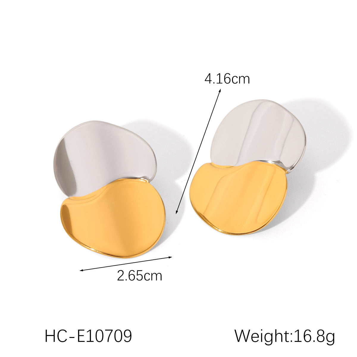 Orecchini a perno da donna in acciaio inossidabile con texture geometrica, placcatura in oro e argento e design a stella a cinque punte