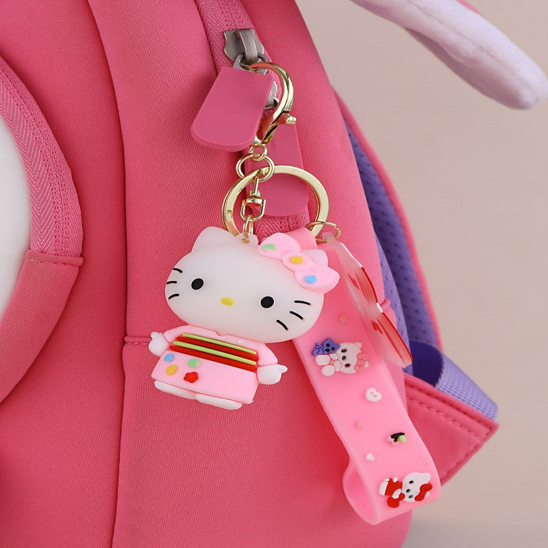 Llavero Colgante Gato de Dibujos Animados Accesorio de Silicona con Acabado Chapado para Bolsos y Llaves