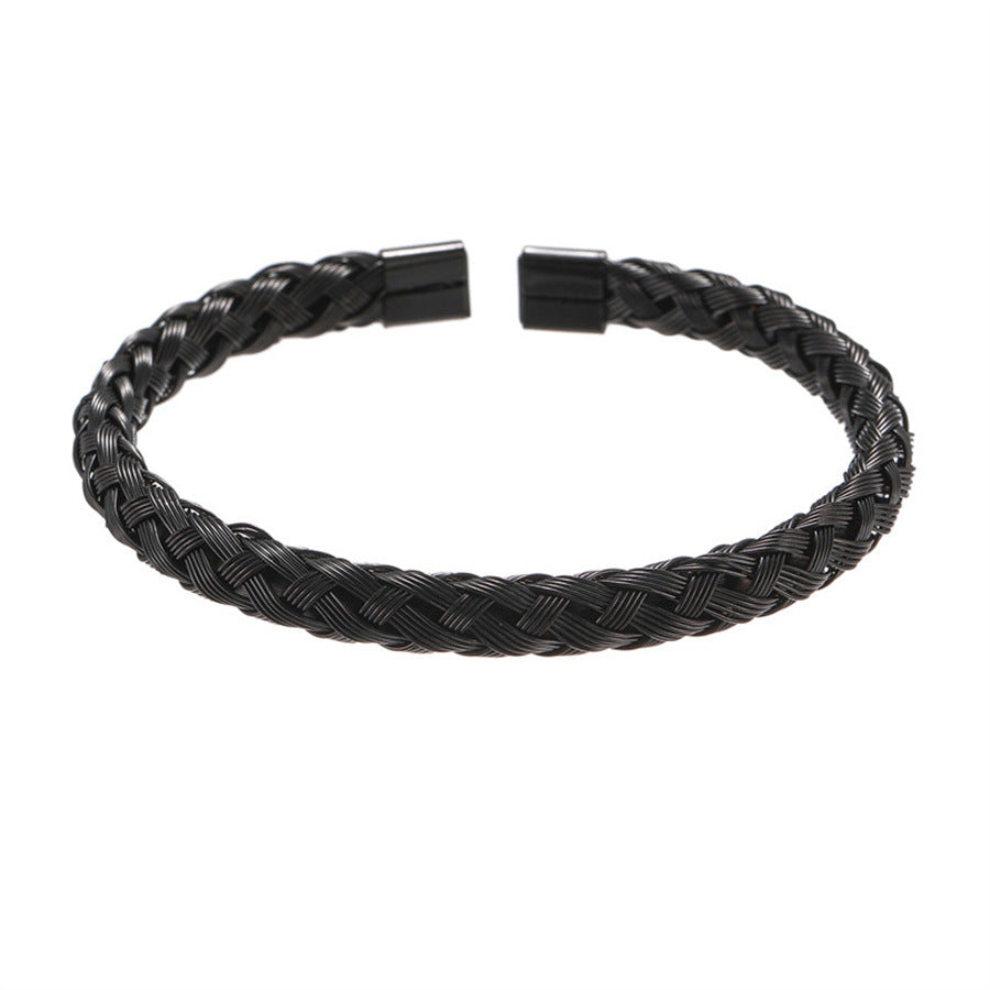 Punk Hip-hop Geometric Crown Drip Oil Titanium Steel Brass Plated Cubic Zirconia Agate Bracelet Set for Men