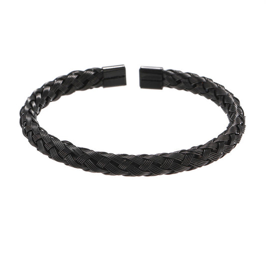 Punk Hip-hop Geometric Crown Drip Oil Titanium Steel Brass Plated Cubic Zirconia Agate Bracelet Set for Men