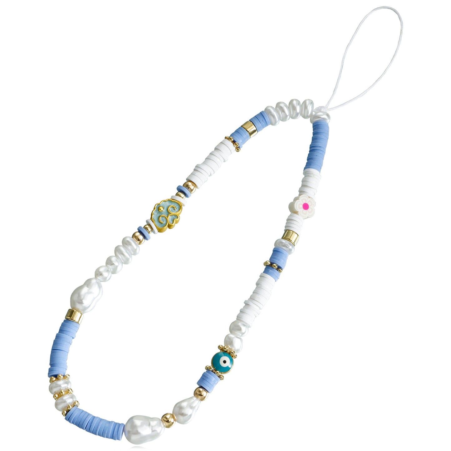 Minimalist Heart Floral Acrylic Plated Charm Bar Phone Strap