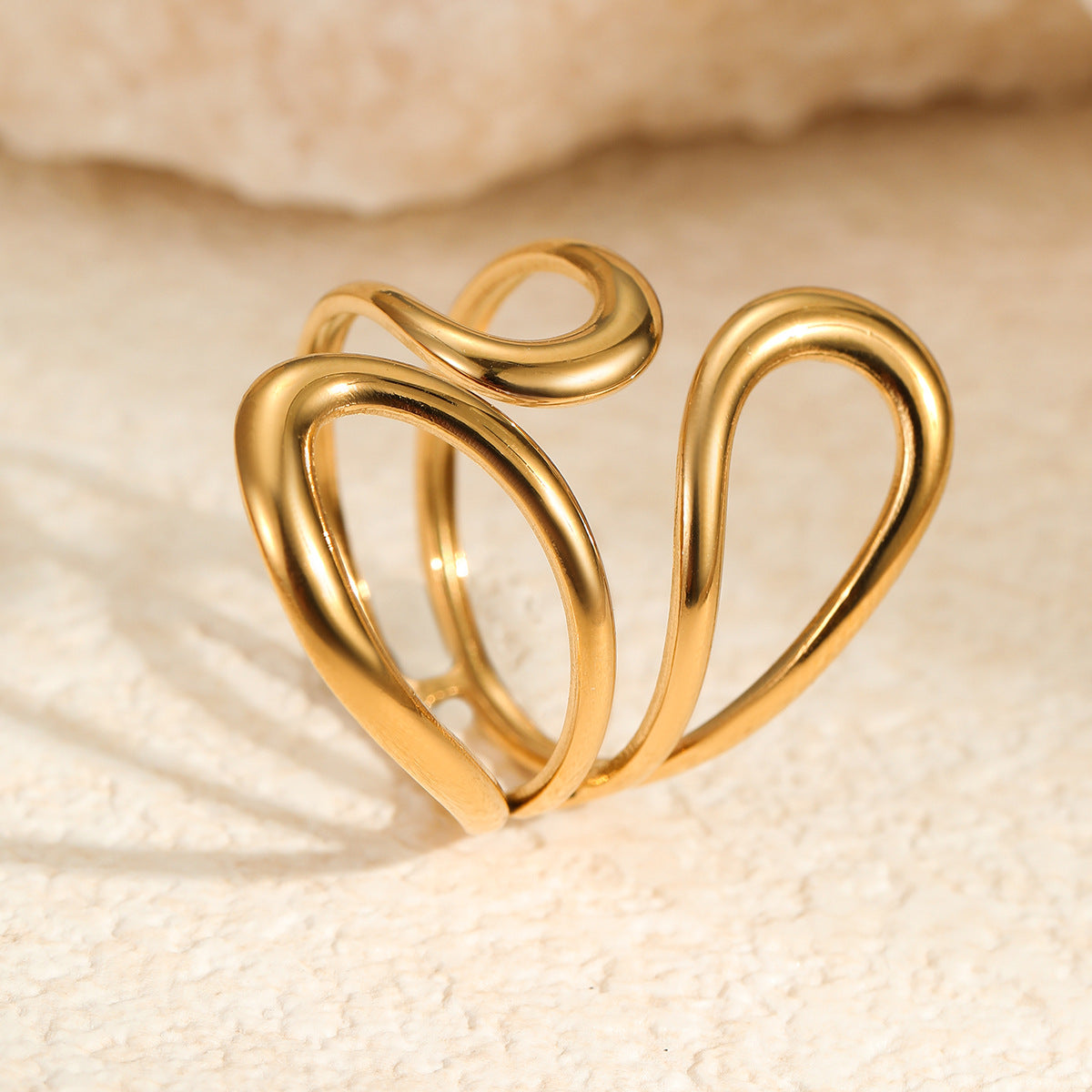 Anillo Minimalista de Acero de Titanio en Forma Geométrica con Acabado Chapado para Mujer, Anillo de Moda de Acero Inoxidable Hipoalergénico