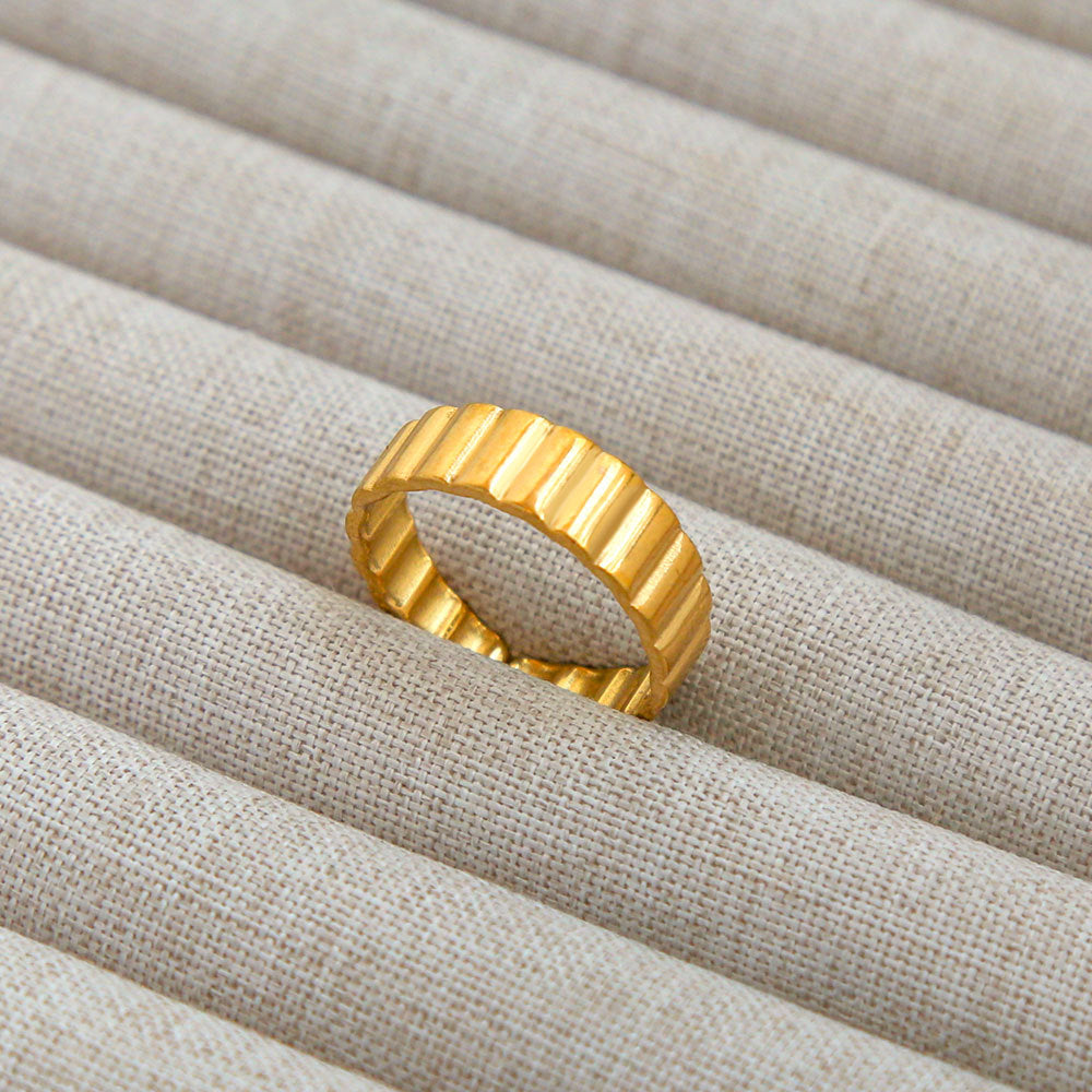 Anello Aperto Regolabile da Donna in Acciaio Inossidabile Stile INS Vintage, Geometrico e a Cuore, con Intarsio in Pietra Naturale, Elegante e Minimalista