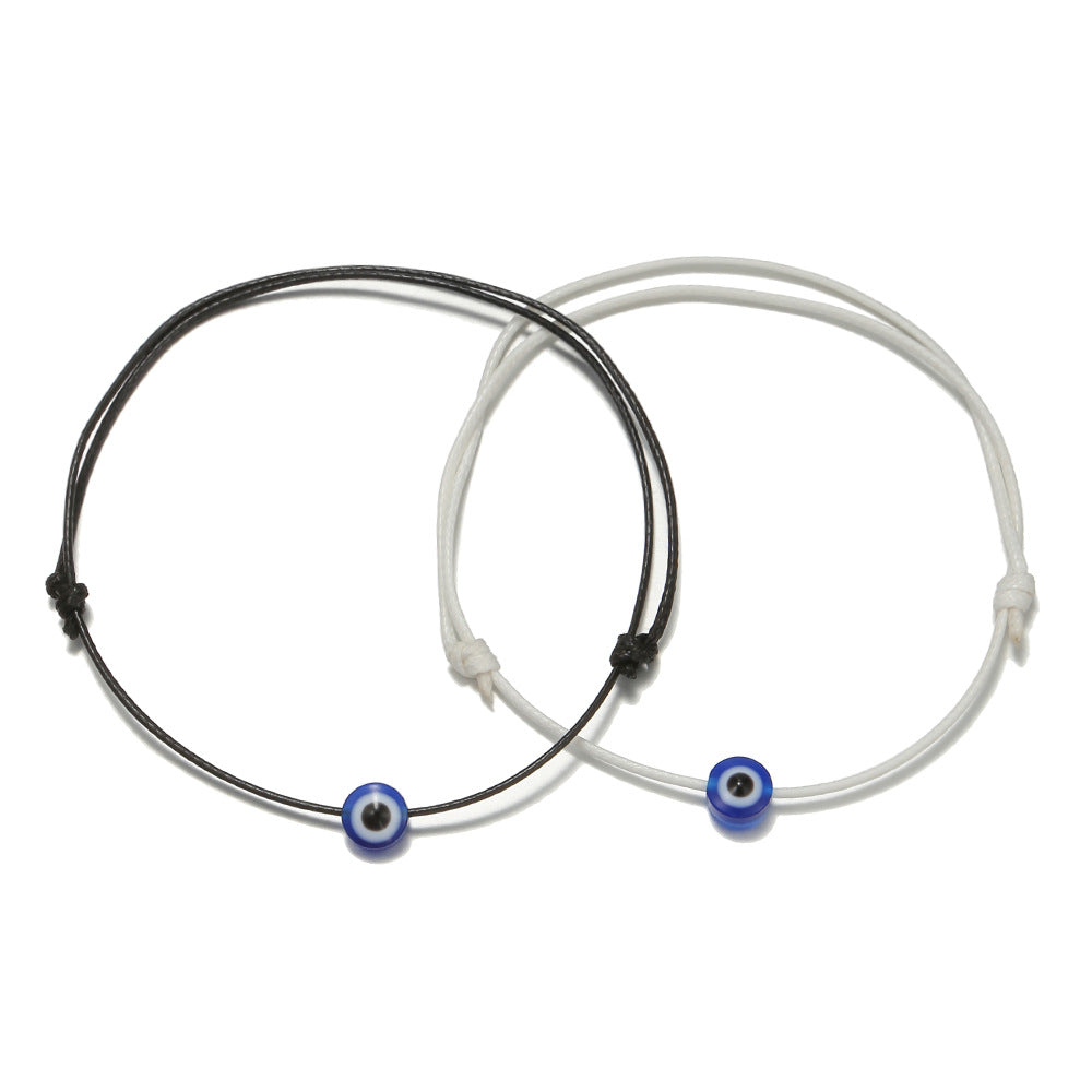 Vintage Bohemian Handmade Braided Cotton Evil Eye Bracelet Set Ethnic Unisex