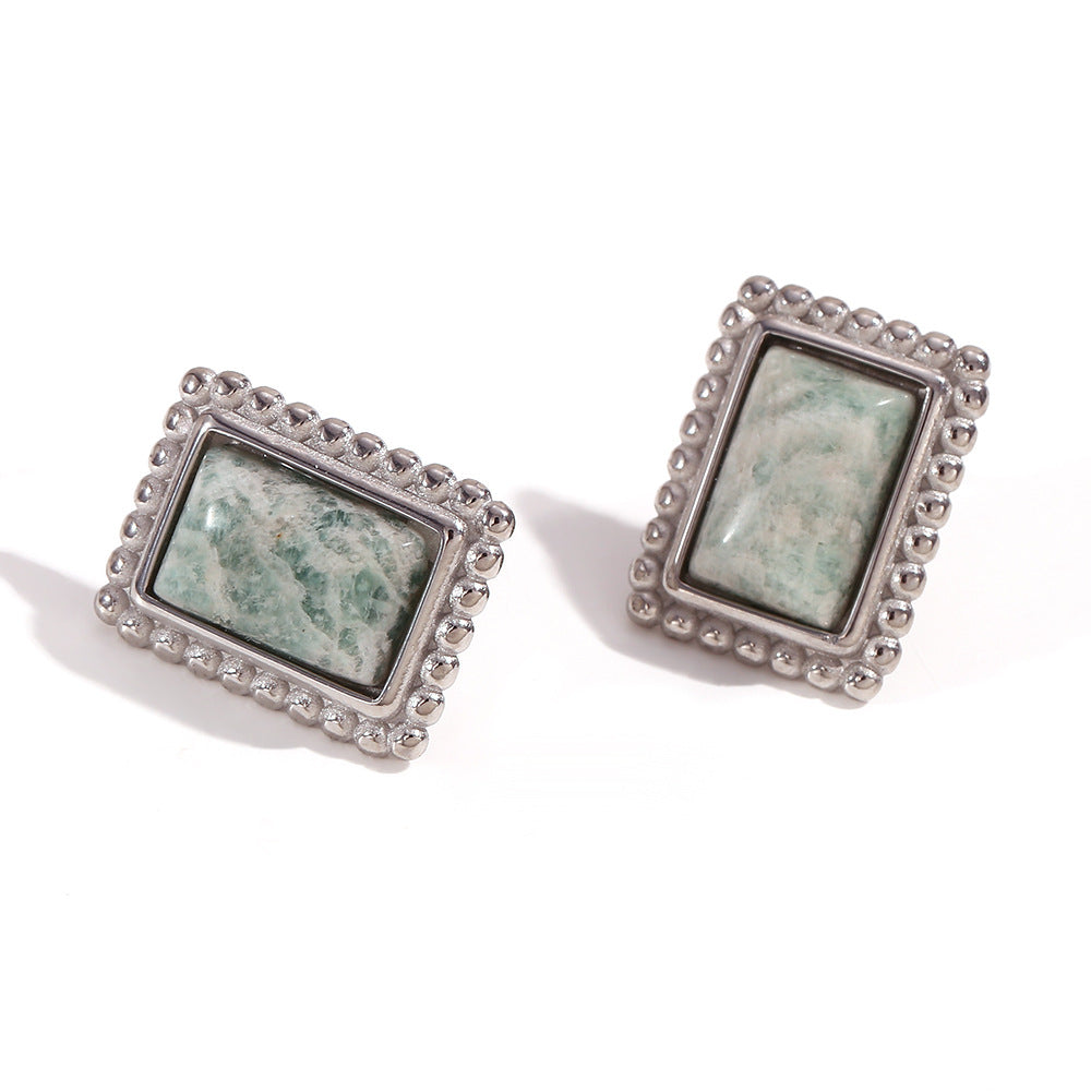 Vintage-Inspired Geometric Hollow Hammered Texture Stainless Steel 18K Gold Plated Earrings for Women