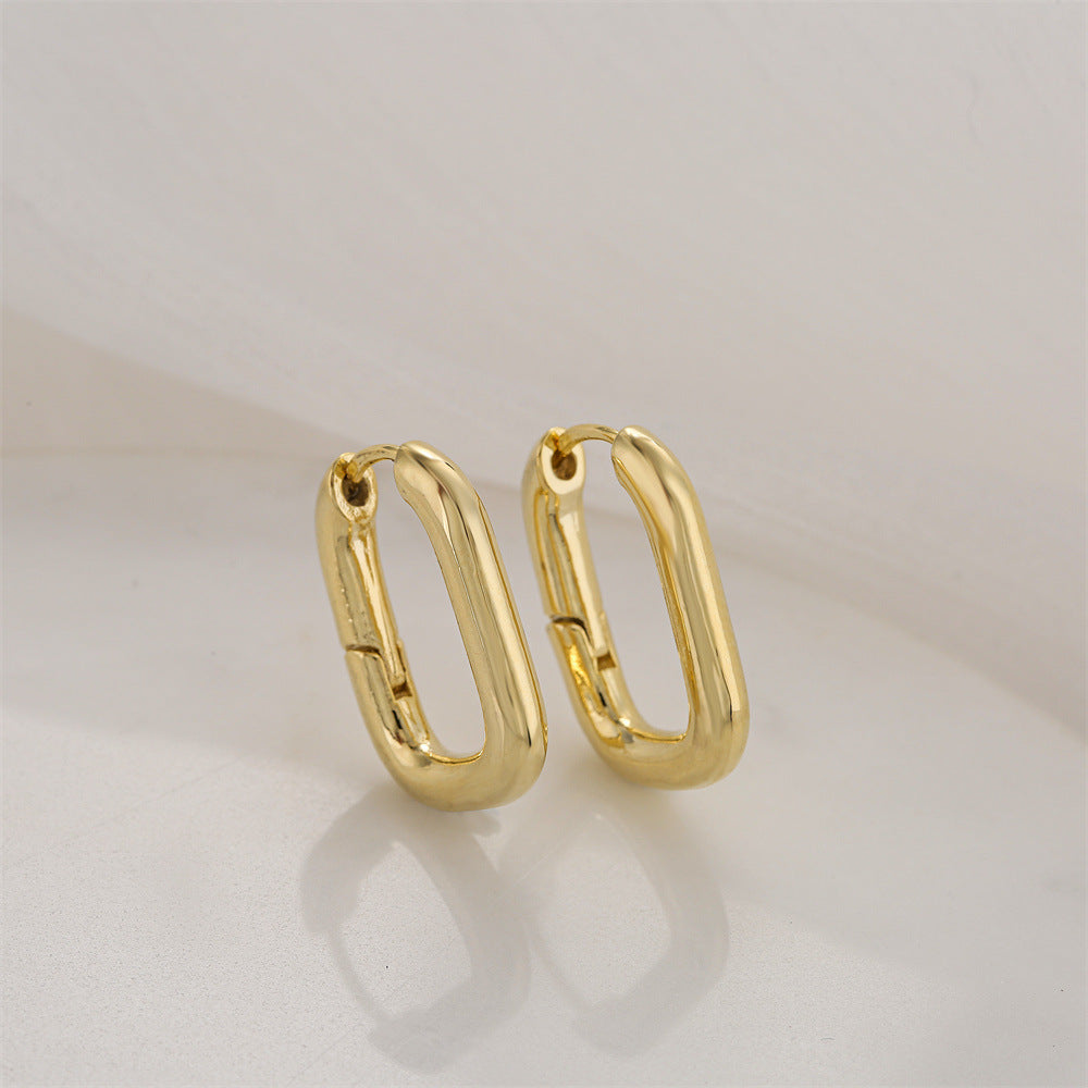 Orecchini Minimalisti Geometrici Vintage in Ottone con Placcatura in Oro 14K e Perni in Argento Sterling 925