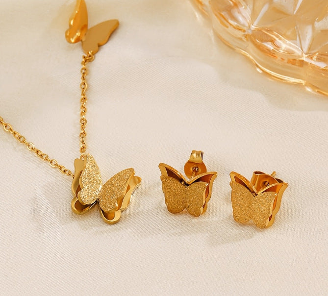 Elegant Titanium Steel Plated Multi-Layer Necklace with Heart Star Floral Geometric and Letter Pendants for Women