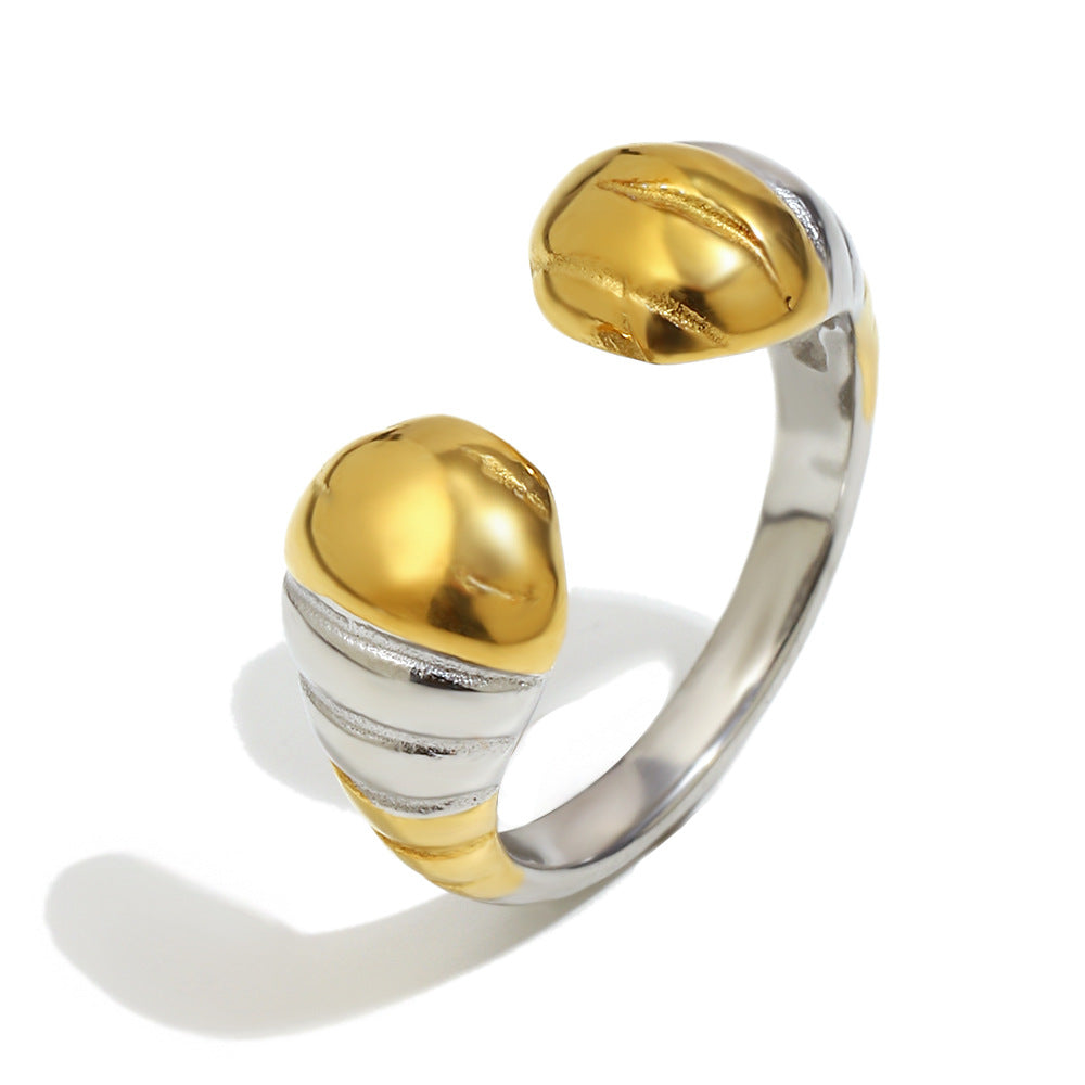 Anello da donna minimalista geometrico in acciaio inossidabile con placcatura in oro 18 carati e design a testa di serpente