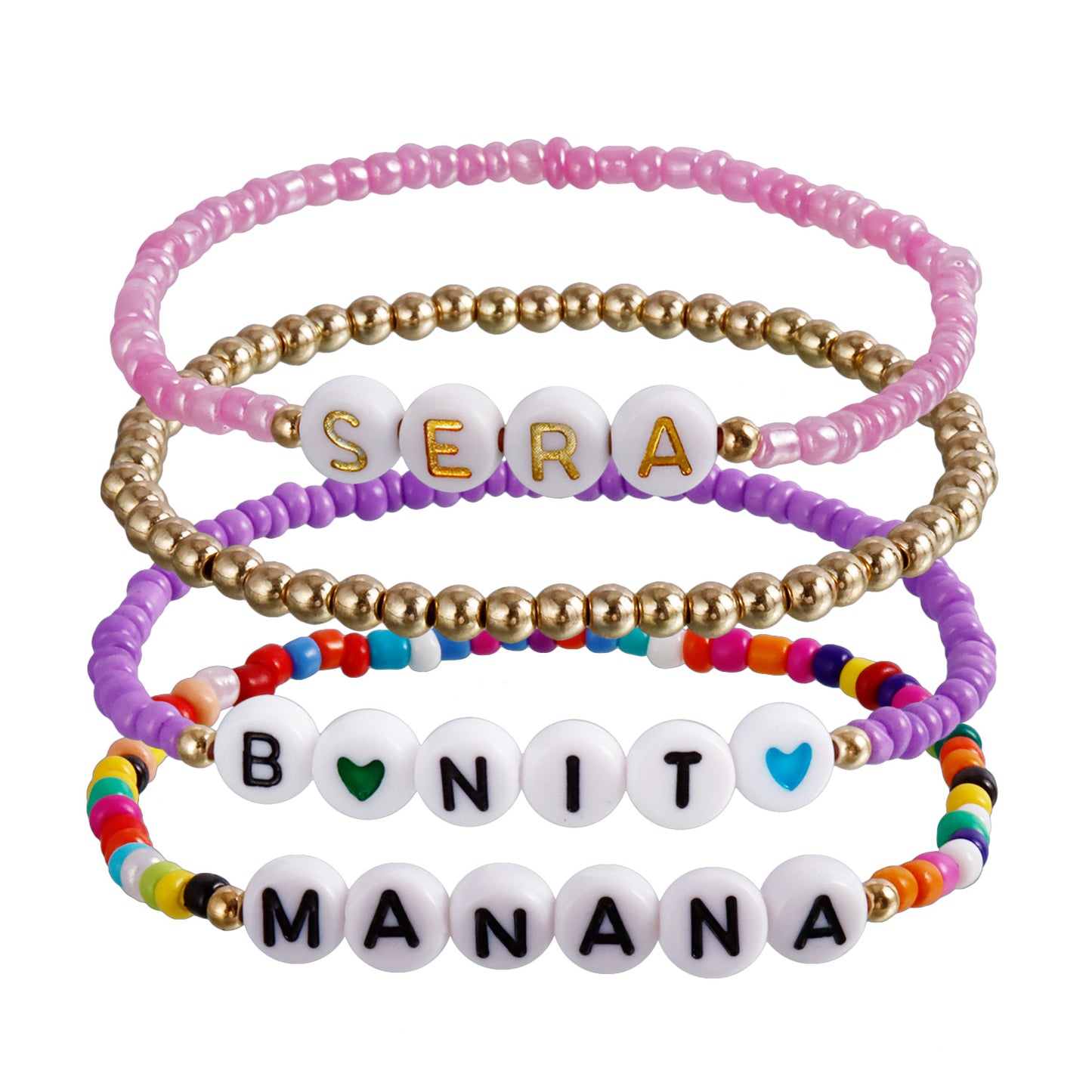 Geometric Minimalist Plated Beaded Bracelet for Women with Round Beads Music Festival Fan Gift