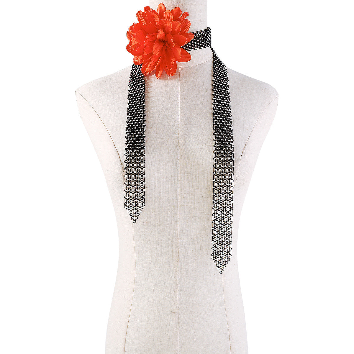 Collana girocollo vistosa geometrica floreale vintage con strass e catena larga in plastica da donna