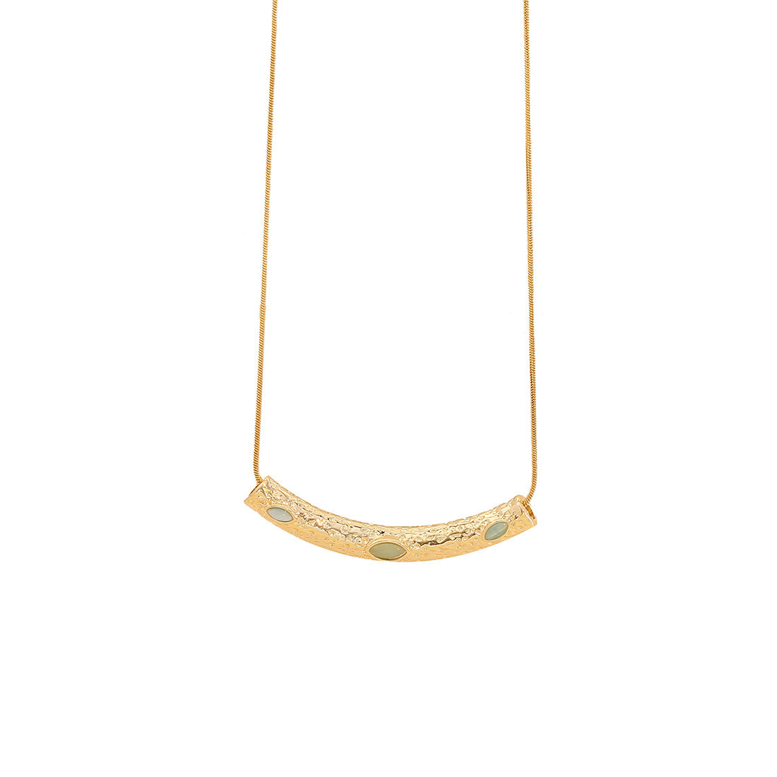 Irregular Textured Stainless Steel Geometric Pendant Necklace for Women with Plated Finish