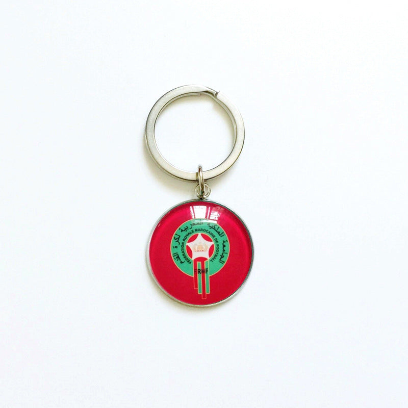 Sporty Round Stainless Steel Keychain National Football Team Souvenir Gift